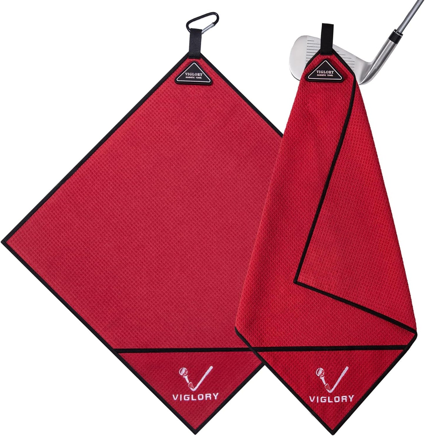 Magnetic Golf Towel for Bag 18" x 18" with Clip Exclusive Cleaning Pocket Microfiber Waffle Ultra Absorbent Club Ball Cleaner Essential Golf Accessories and Gifts for Men Women(Red 1 Pack)