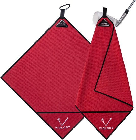 Magnetic Golf Towel for Bag 18" x 18" with Clip Exclusive Cleaning Pocket Microfiber Waffle Ultra Absorbent Club Ball Cleaner Essential Golf Accessories and Gifts for Men Women(Red 1 Pack)