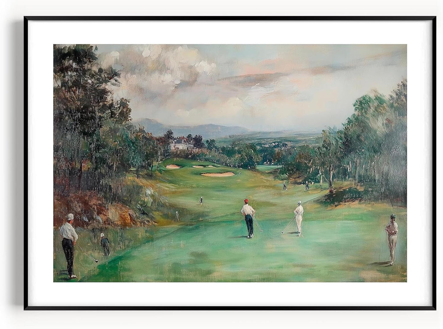 Vintage Golf Course Premium Giclee Fine Art Prints - Antique Style Golf Course Painting Posters, Golf Wall Art, Aesthetic Golfing Poster for Home Office Decor, Ready to Frame
