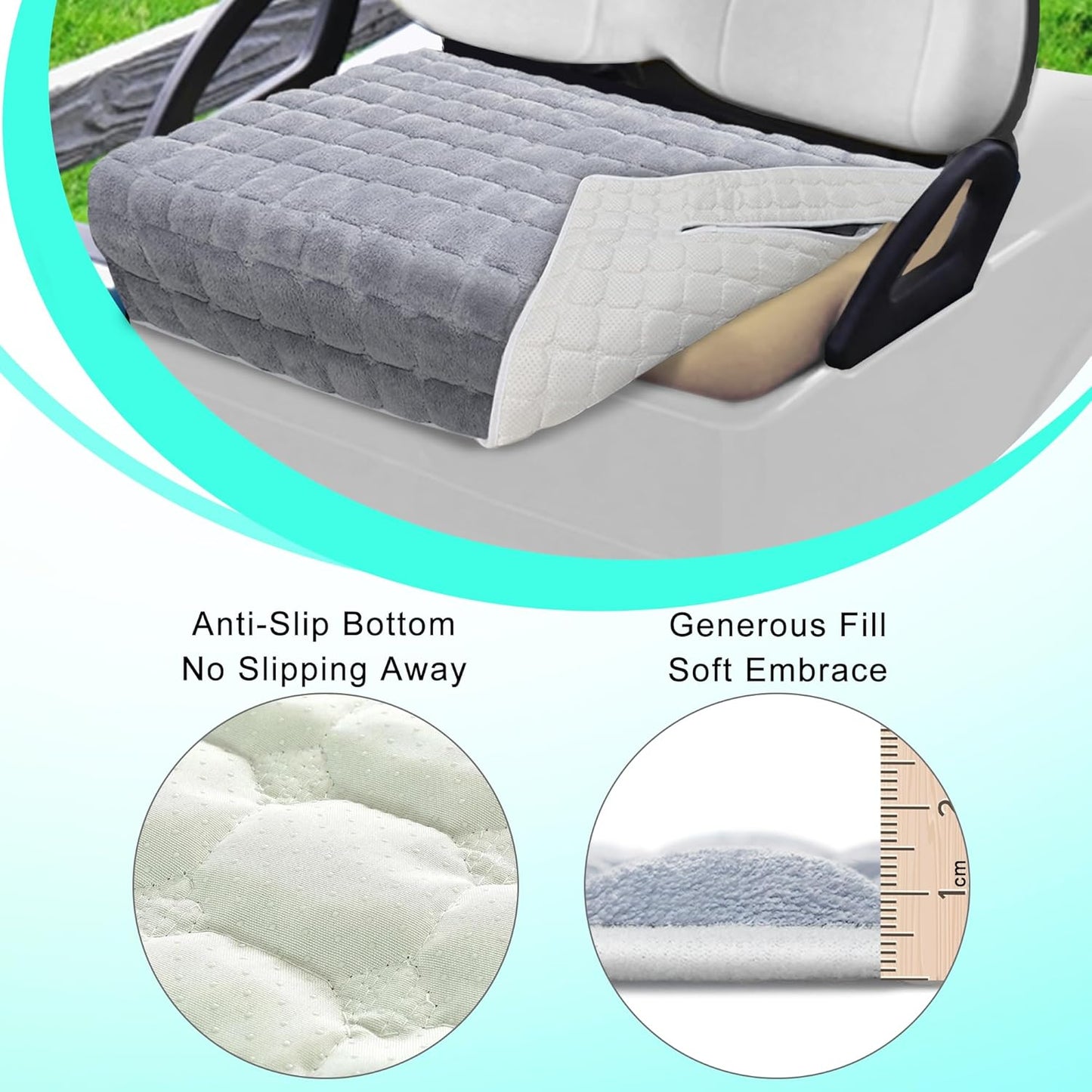 YOKYHOM Golf Cart Seat Covers, Supreme Comfort Golf Cart Seat Towel Blanket, Heavyweight Deep-Pile, Fits EZGO, Yamaha, Club Car and More 2-Seat Carts, 50"x 27.5", Light Gray