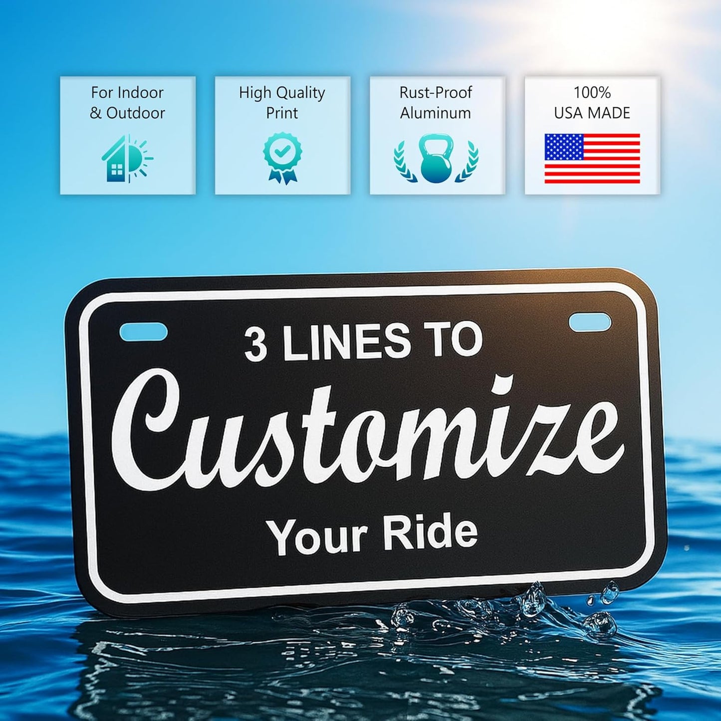 Custom Blank Aluminum Plates – Personalized 7x4 Novelty Name Tags – 4 Sizes for Bikes, Golf Carts & More – Thick .040 Metal – 23 Color Options