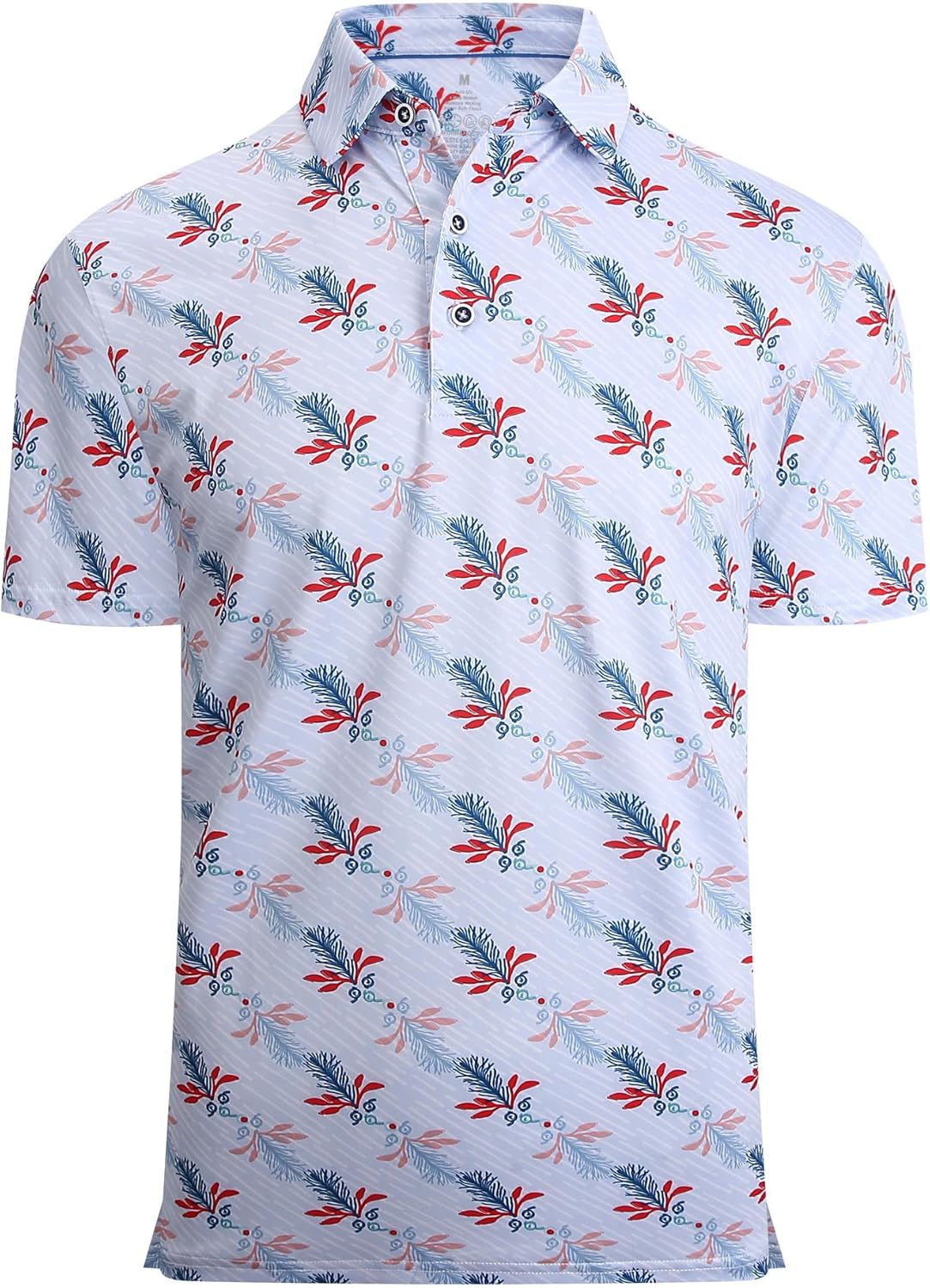 Alex Vando Mens Hawaiian Golf Shirt Moisture Wicking Digital Print Golf Shirts for Men
