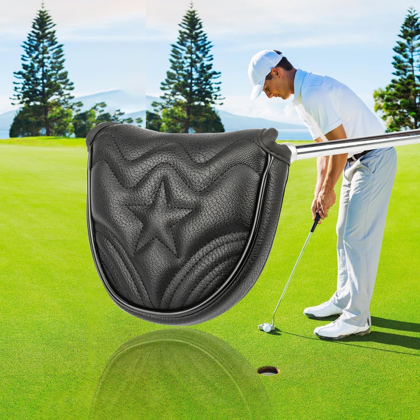 4pcs or 1pc Golf Club Head Covers for Woods, Driver, Fairway, Hybrid – Premium PU Leather with Interchangeable Tags & Magnetic Blade and Mallet Putter Covers