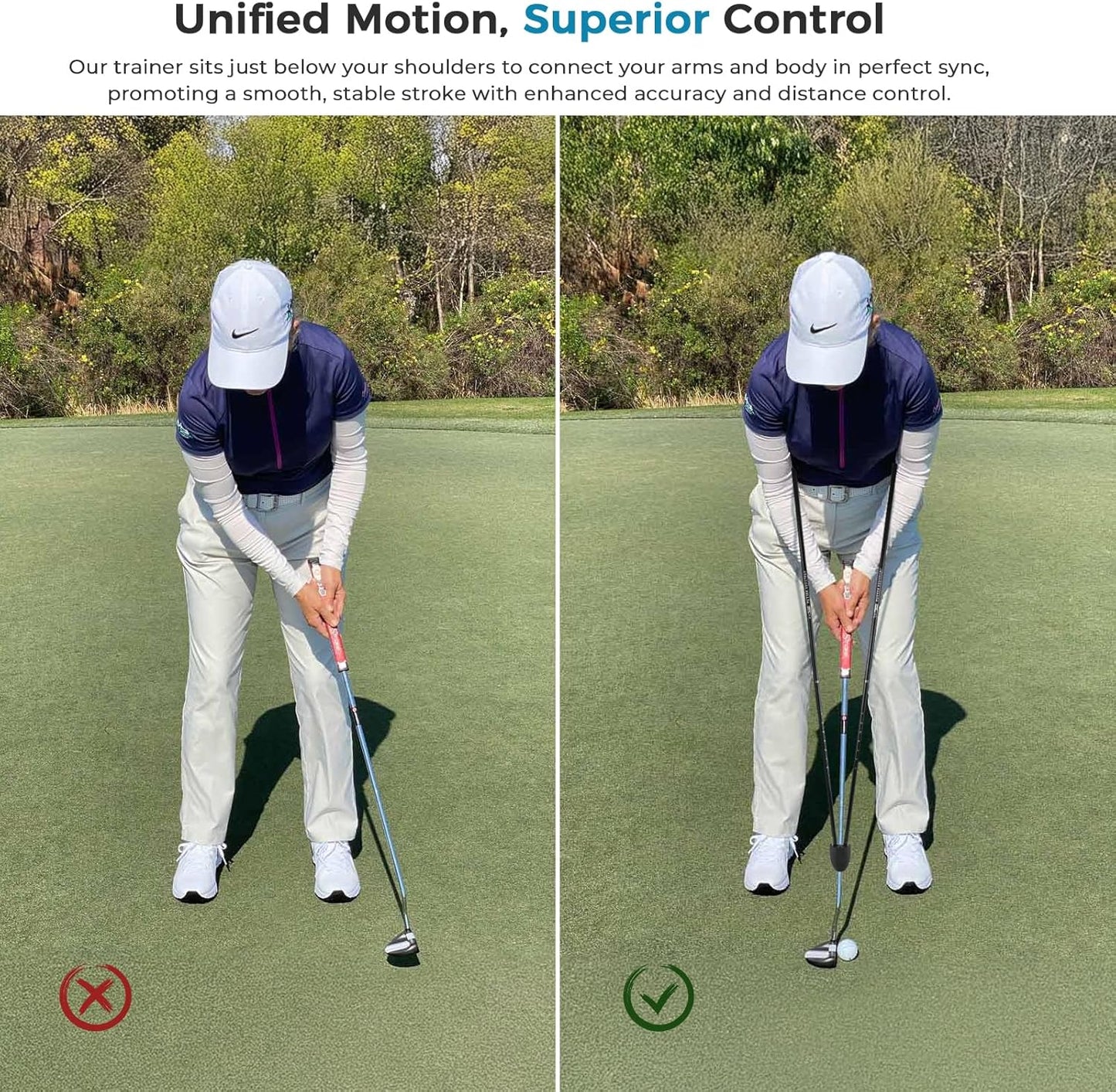 Golf Putting Practice Aid Putter Alignment Aid for Precise Putting Practice, Compatible with All Putter Shafts, Golf Practice Equipment for Indoor Outdoor Use