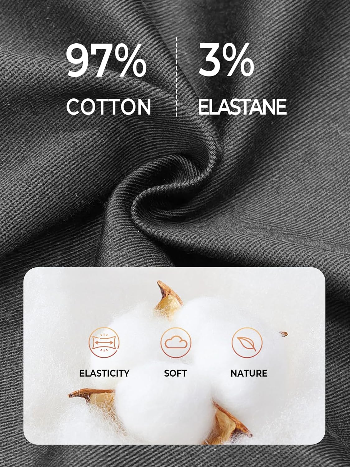 NORTHYARD Mens Casual Shorts-Cotton 9" Golf Hiking Drawstring Elastic Waist Work Shorts with Zipper Pockets