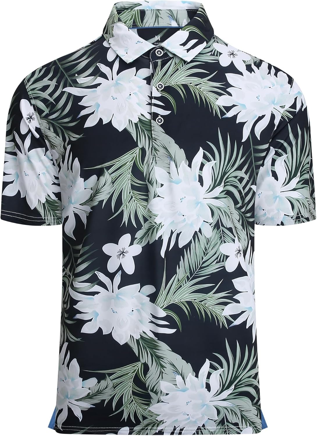 Alex Vando Mens Hawaiian Golf Shirt Moisture Wicking Digital Print Golf Shirts for Men