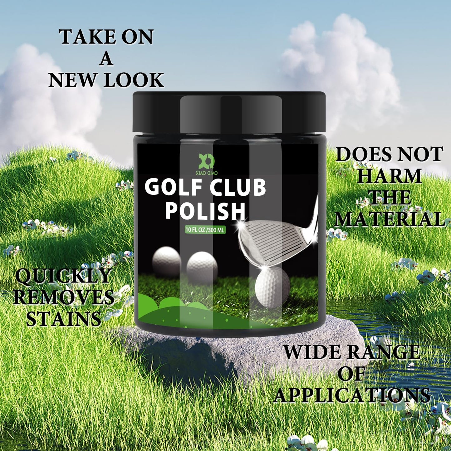 Golf Club Polish and Golf Club Cleaner Kit, 300ml 3-in-1 Rust, Scuff & Stain Remover and Rust Remover for Aluminum, Metal, Zinc and Steel