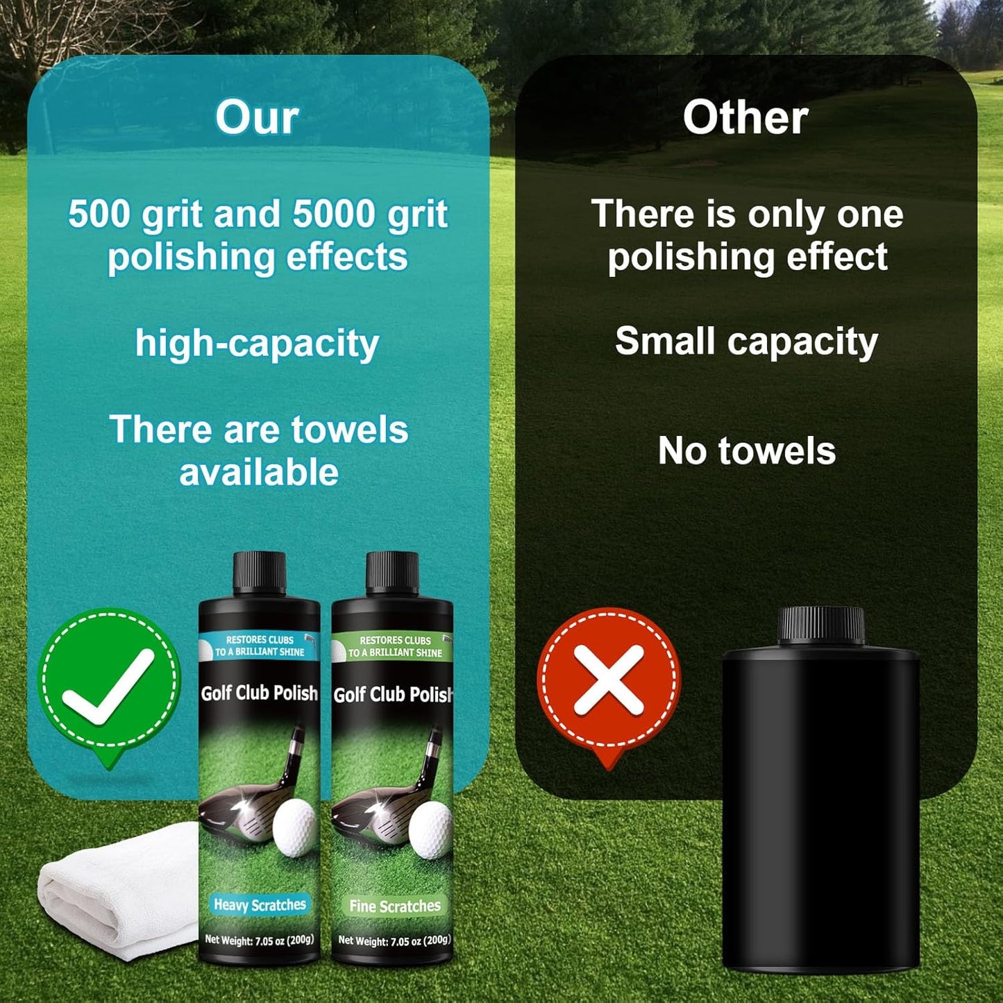 Golf Club Polish 14.1oz, Remove Scuffs and Scratches Golf Club Polishing Kit, Club Cleaning Kit Polish for Metal, Zinc, Aluminum & Steel Clubs