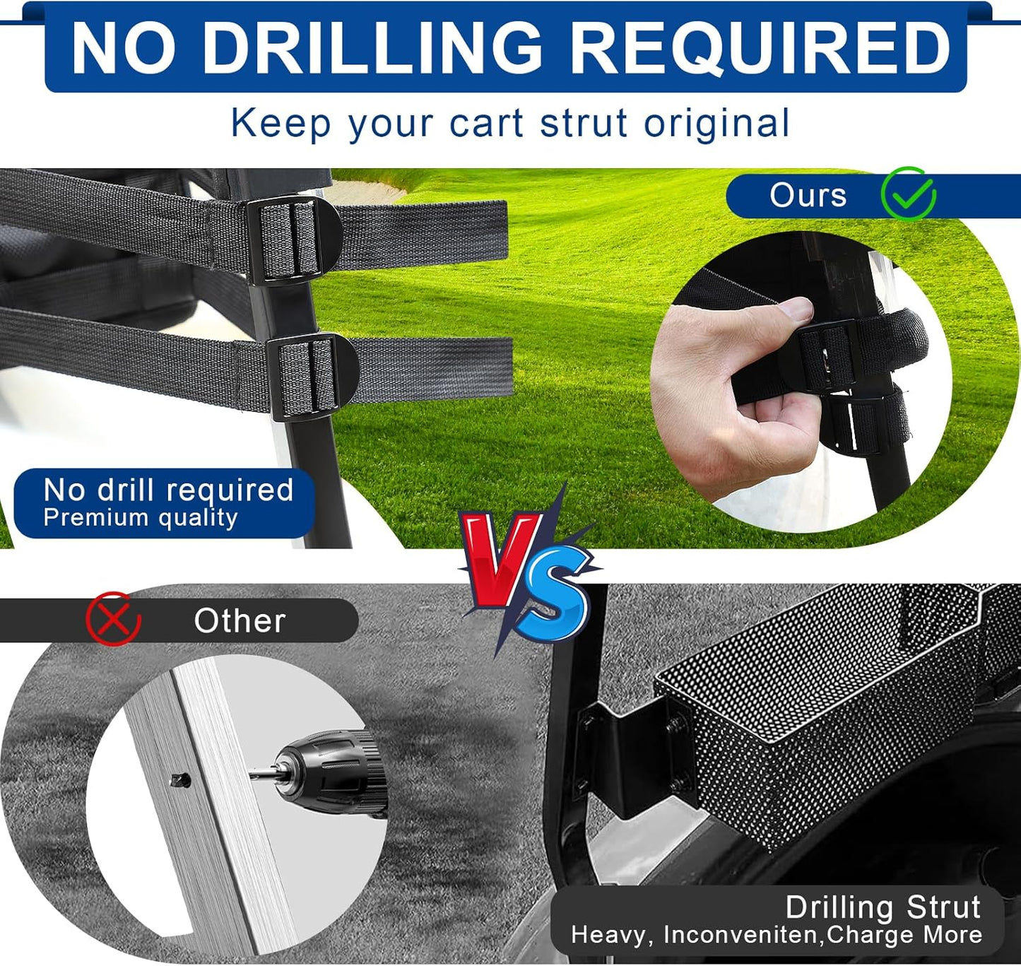 iLSKW Golf Cart Front Inner Basket Organizer Fit Ezgo TXT, Club Car DS/Precedent, Yamaha, Golf Cart Storage Tray with Over 13L Capacity, Indivdual Room, Easy to Install Remove Clean