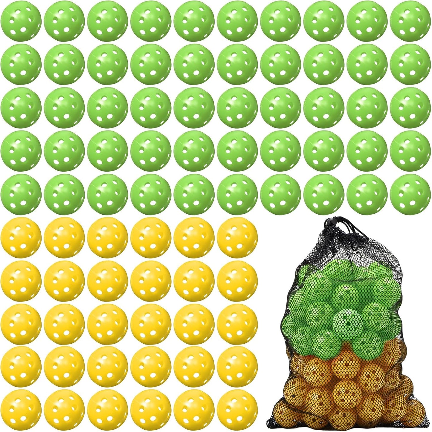 80 Pack Practice Golf Balls Limited Flight 42 mm Golf Training Airflow Hollow Plastic Ball for Women Men Indoor Outdoor Driving Range Swing Practice Home