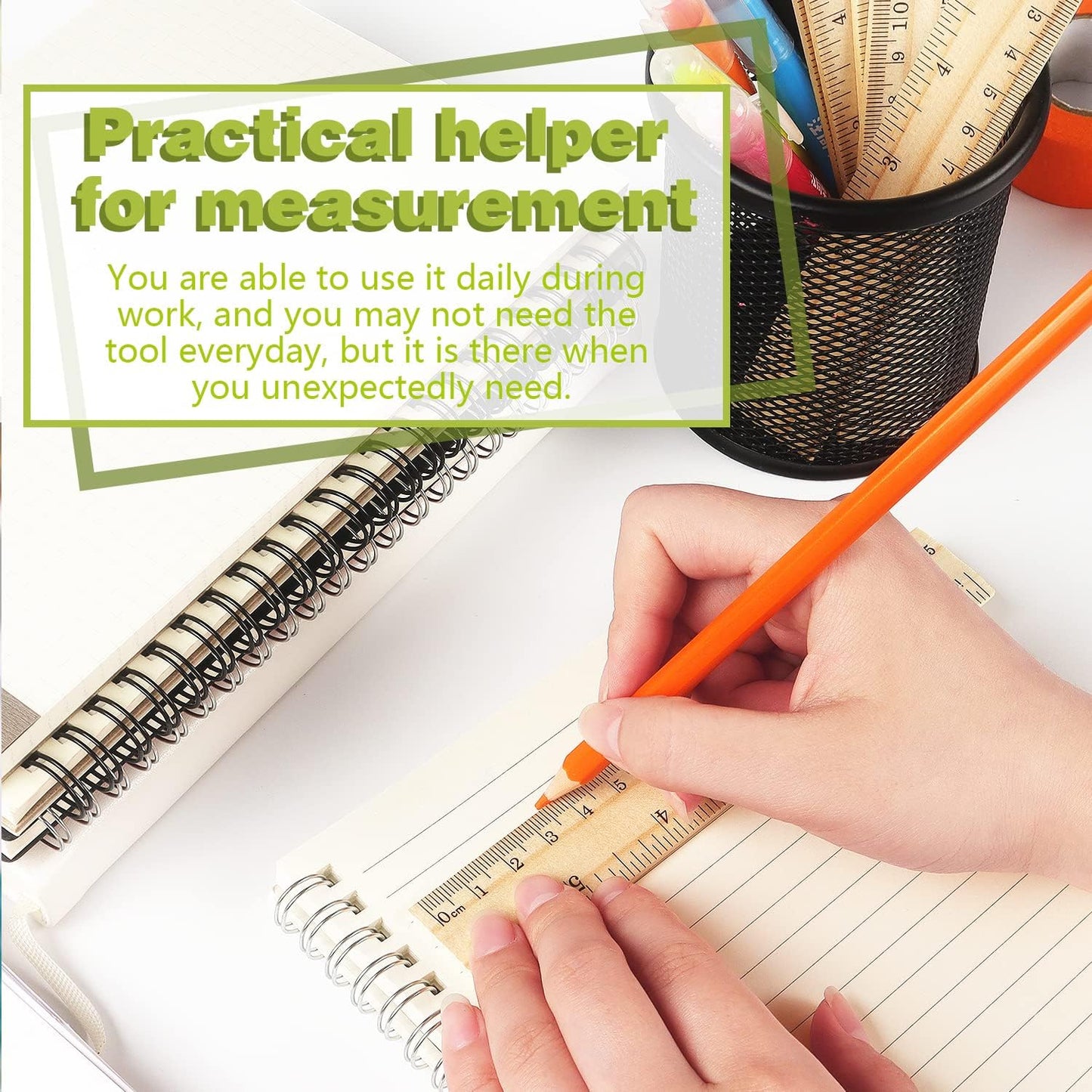 ZZTX 3 Pack Wooden Ruler 6 Inch Rulers Bulk Wood Measuring Ruler for Students Office School Supplies 2 Scale (15 cm)