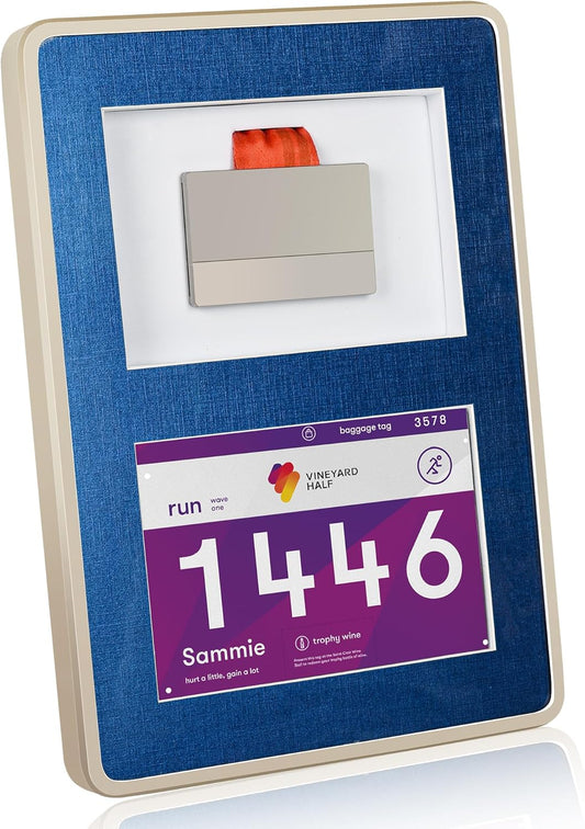 2-in-1 Shadow Box Display -Single Medal,Race Bibs & Photo Display Frame Case, Perfect for Marathon, Race Winner, Soccer, Football, Gymnastics & All Sports Memorabilia(A4 Size)