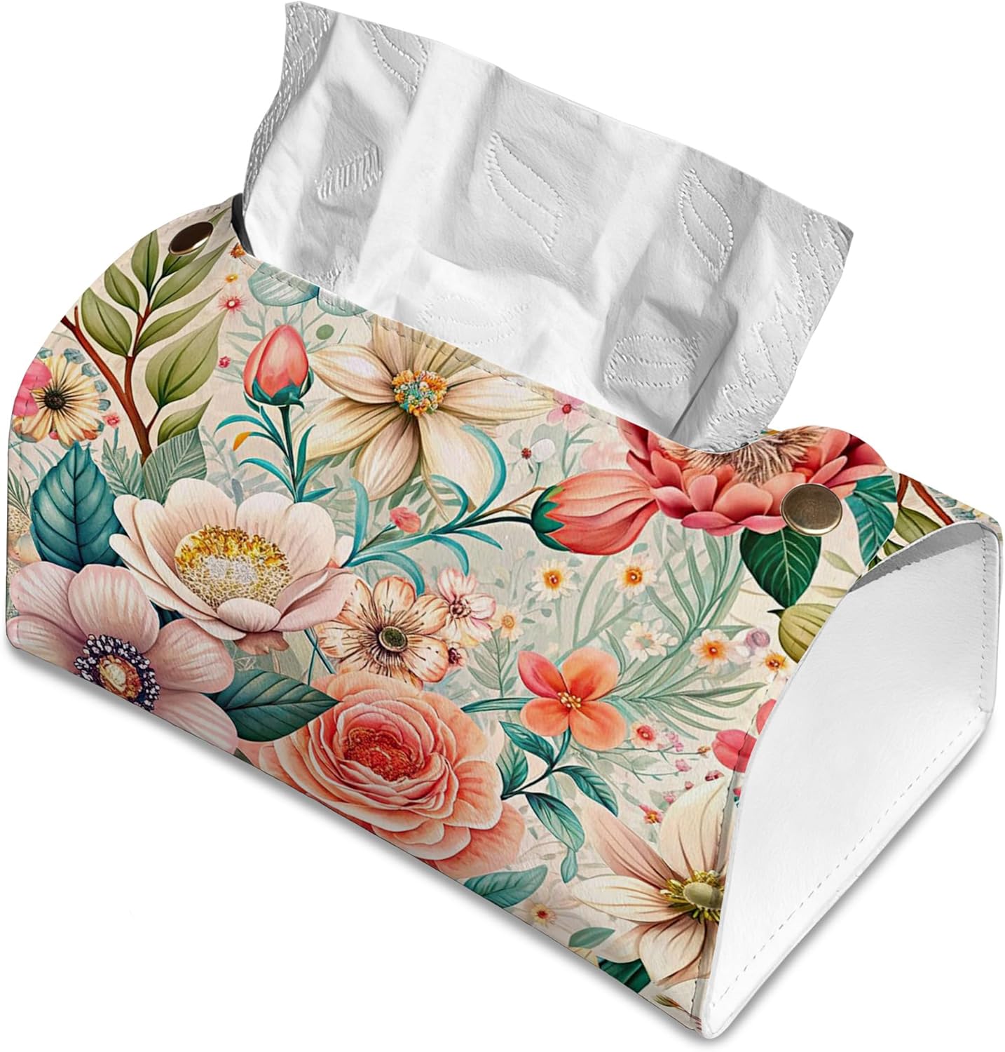 Colorful Floral Tissue Box Cover Holder – Rectangular Tissue Organizer, Decorative Napkin Box Case for Home, Office & Car