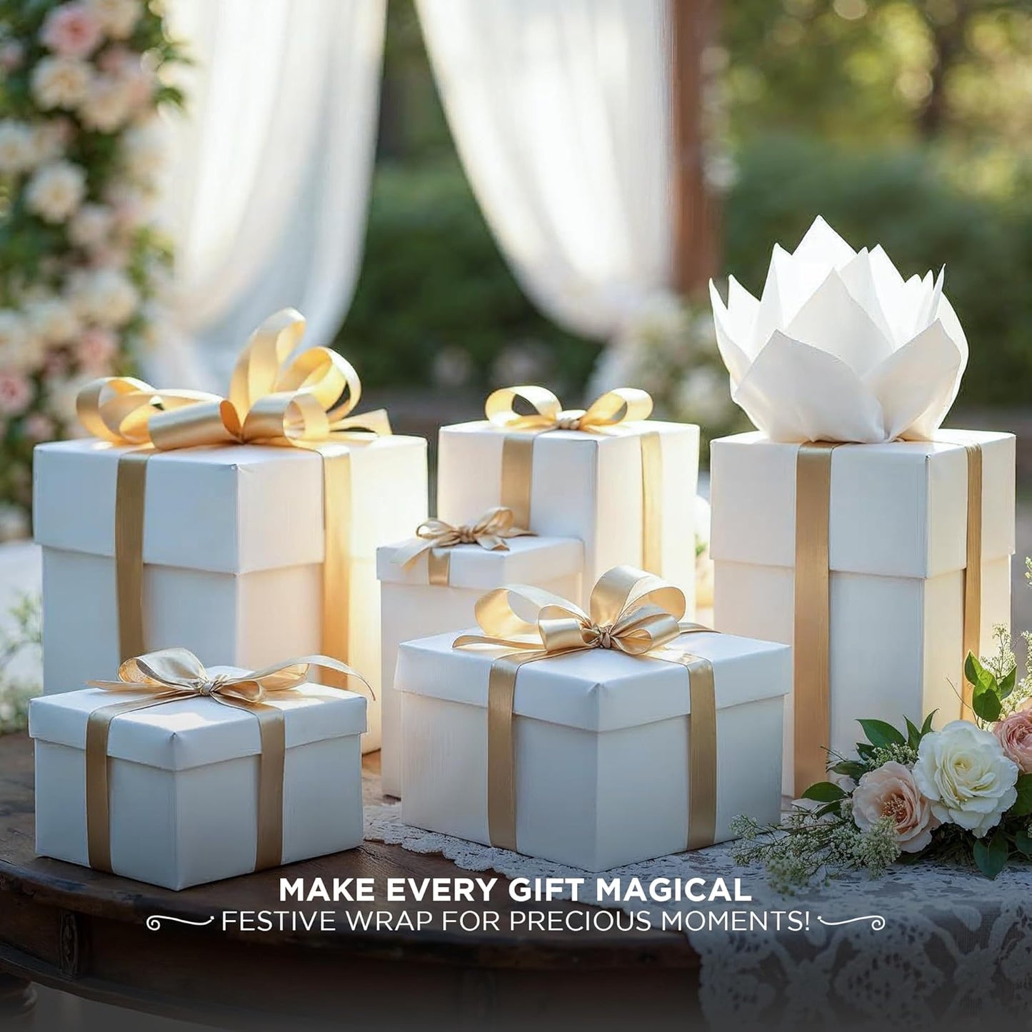 SANZIX 150 Sheets White Tissue Paper for Gift Bags 14x20 Inch - White Christmas Wrapping Paper for Xmas Decorations, Packaging, DIY, Bouquet | White Tissue Paper Bulk for Wedding, Birthday, Graduation