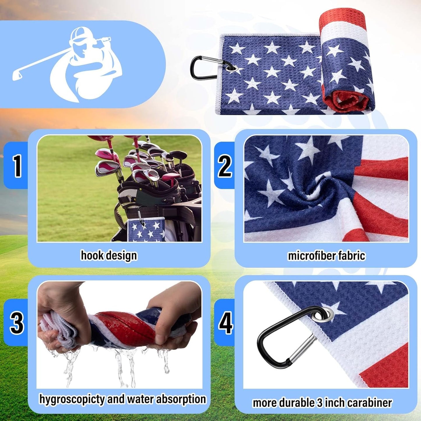 Liliful 12 Pcs Golf Accessories Kit, Include Golf Ball Bag with Hook Towel Tees Magnetic Ball Marker Divot Tool Cleaner Brush for Women Man Gifts