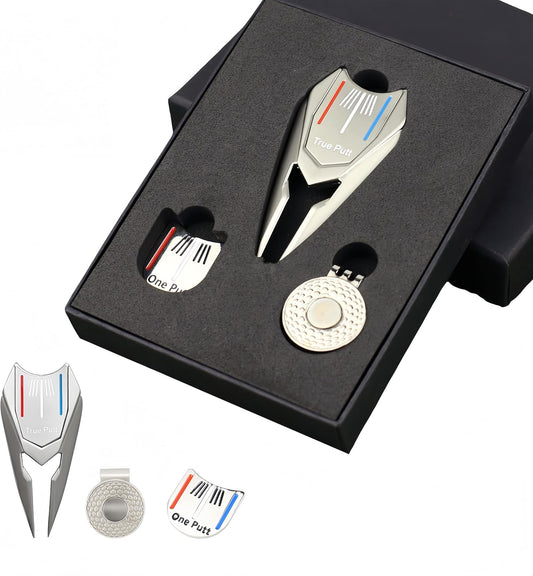 Multifunctional Golf Divot Repair Tool with Strong Magnetic Golf Ball Marker & Hat Clip, Metal Golf Ball Cleaner with Thin Tips, Suitable for Both Men and Women, and can be Used as a Gift