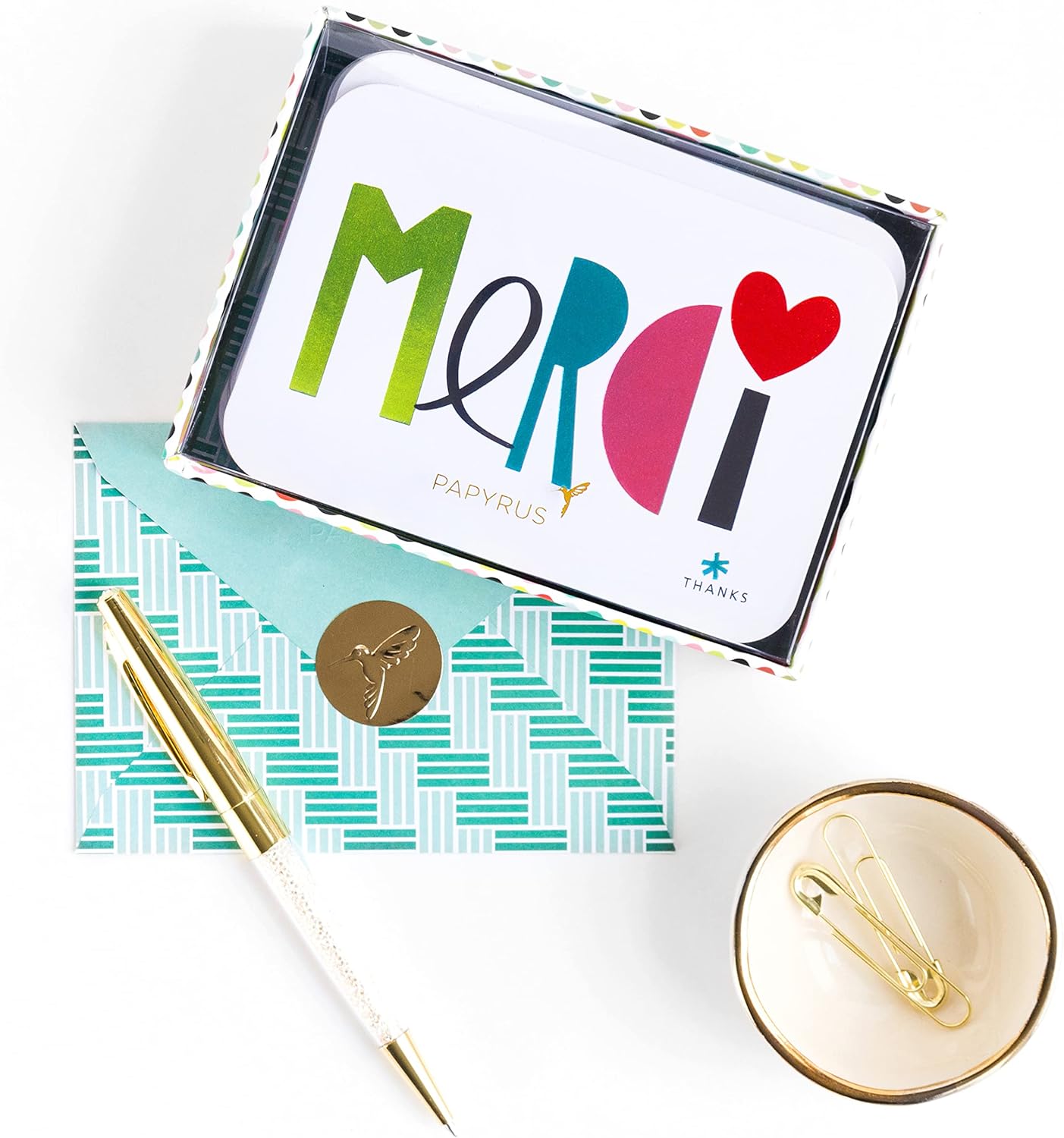 Papyrus Thank You Cards with Envelopes, Merci (14-Count)