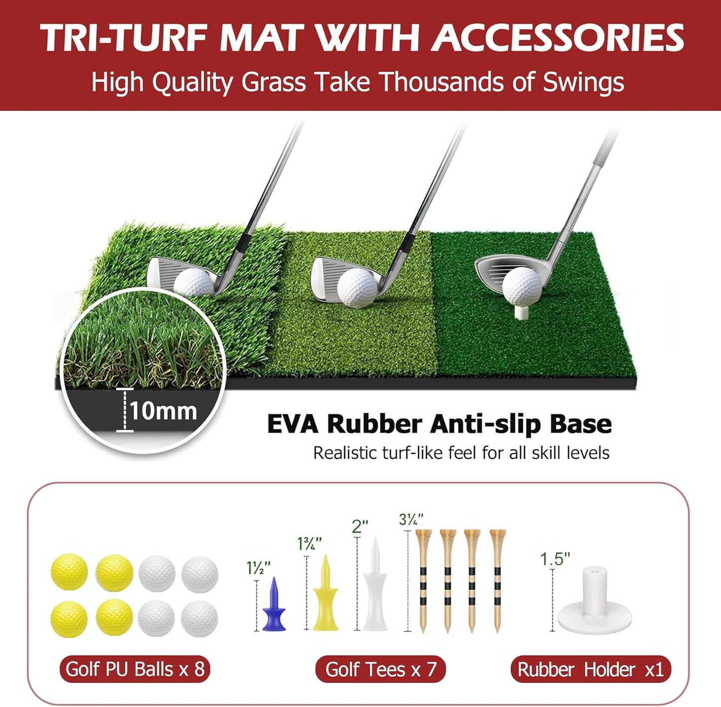 Golf Pracitce Net Set: 10x7ft Heavy Duty Golf Nets for Backyard Driving Real Balls, Golfer Training Equipment with Tri-Turf Mat for Outdoors/Indoors Hitting Driving Swing Chipping, Ideal Golfer Gift