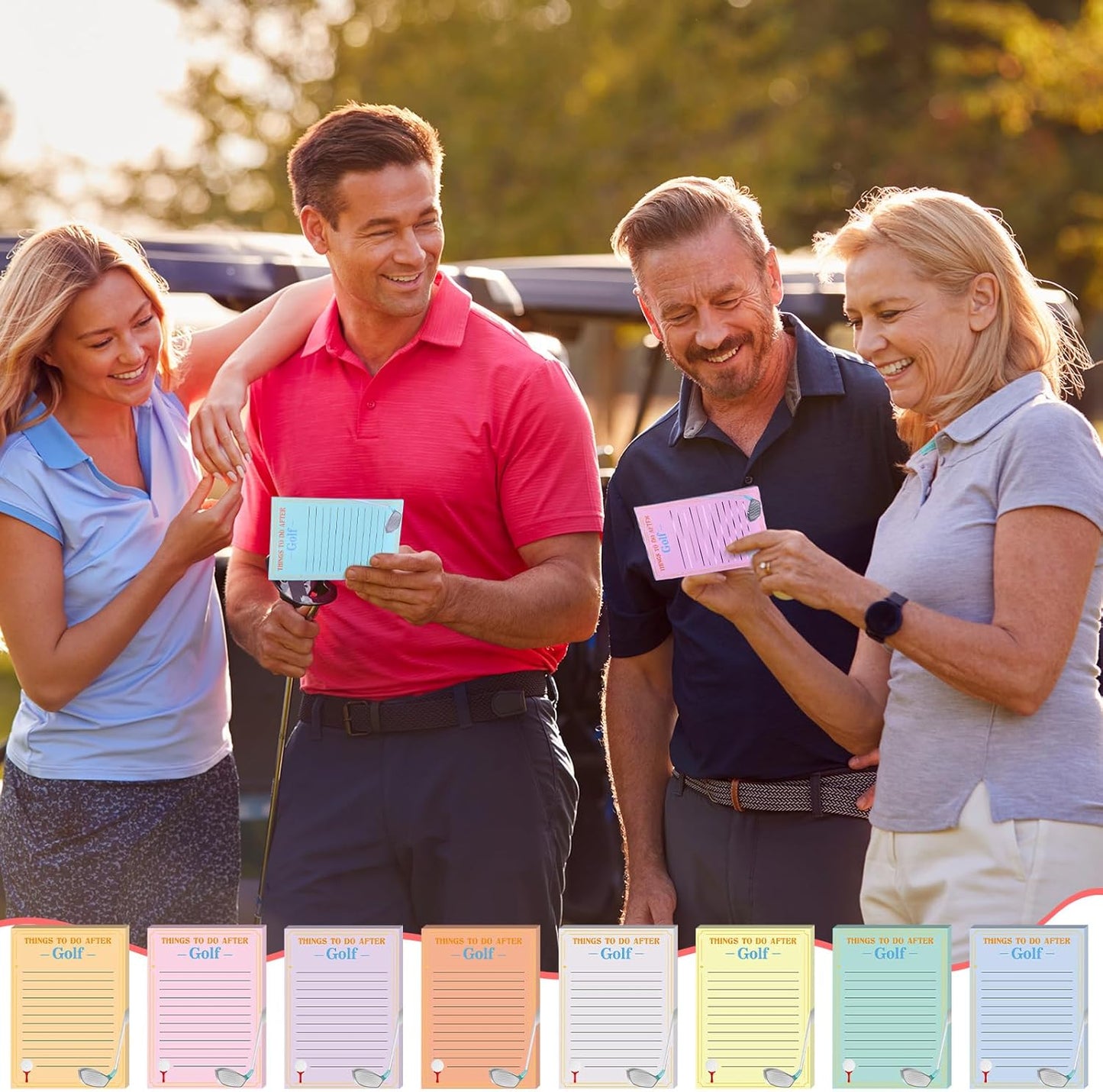 Eaasty 8 Pack Funny Memo Notepads Funny Golf Gifts Golf Notebook Sticky Note to Do List for Office Supplies, 8 Styles (Simple Style)