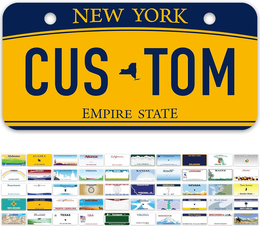 Mini License Plates, Personalized License Plates, Custom for Car, Bikes, ATV, Kids Car, Golf Cart, Jeep, 2x4 Inch, Rust-Free Fade Resistant Aluminum, USA Made by My Sign Center (New York)