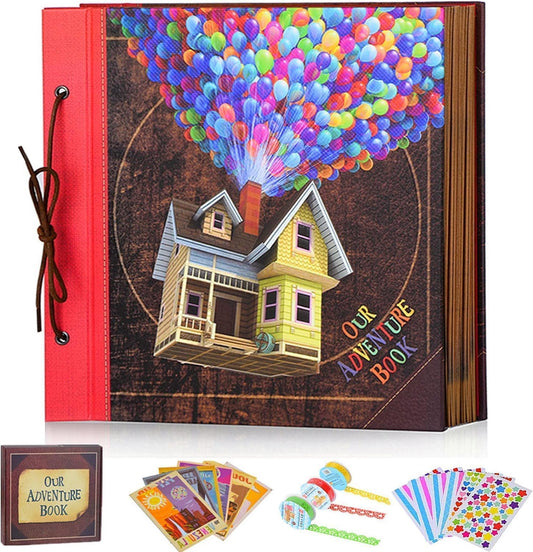 Adventure Book 12x12 Inch - Handmade Scrapbook Album for Travel, Wedding, Writing - 60 Pages DIY Memory Album - Perfect for Anniversary, Friends, Family, and Couple Gifts (12in-Up House Design)