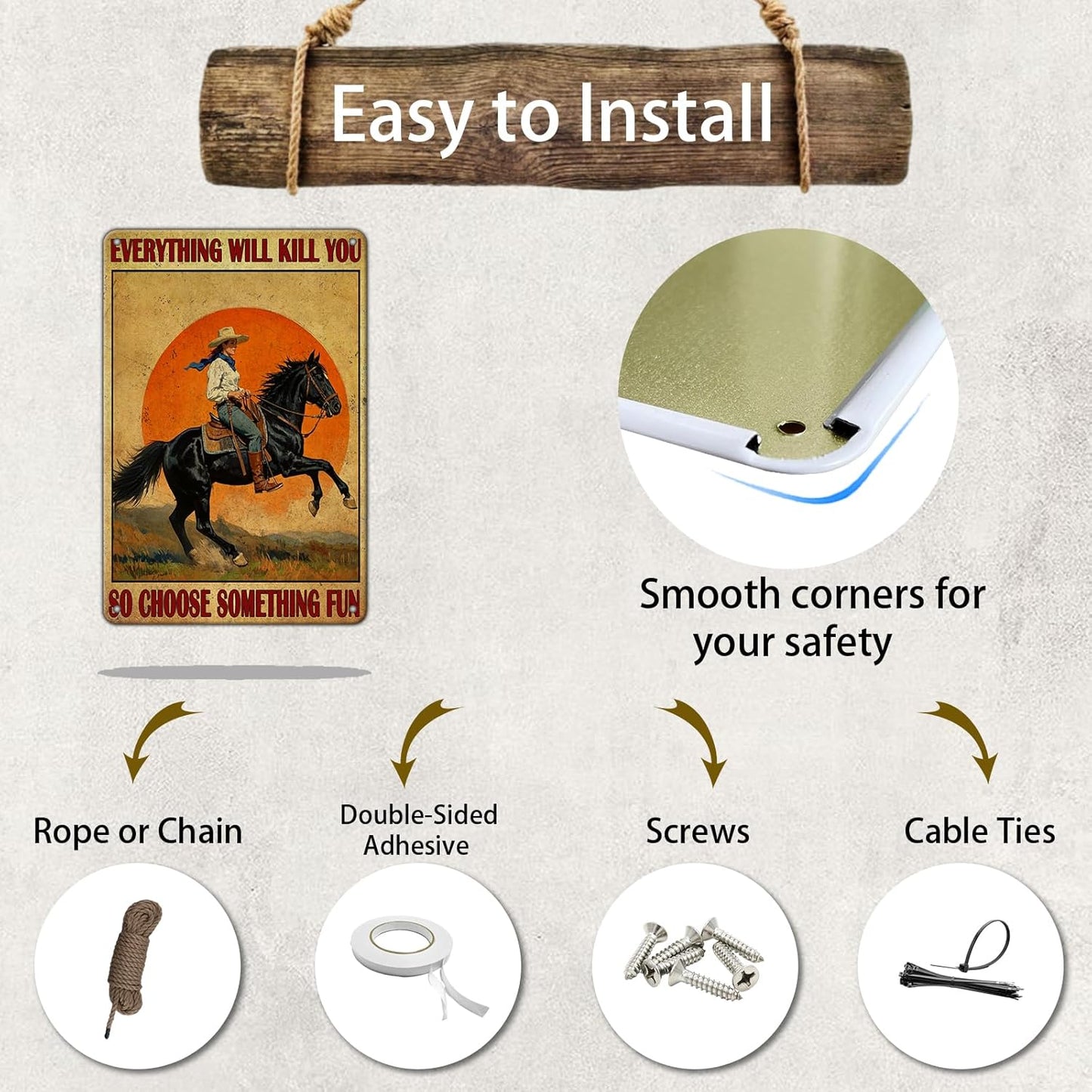 Funny Western Cowboy Metal Tin Sign 8x12 Inch Everything Will Kill You So Choose Something Vintage Western Cowboy Tin Sign Home Kitchen Garden Restaurant Man Cave Wall Decor