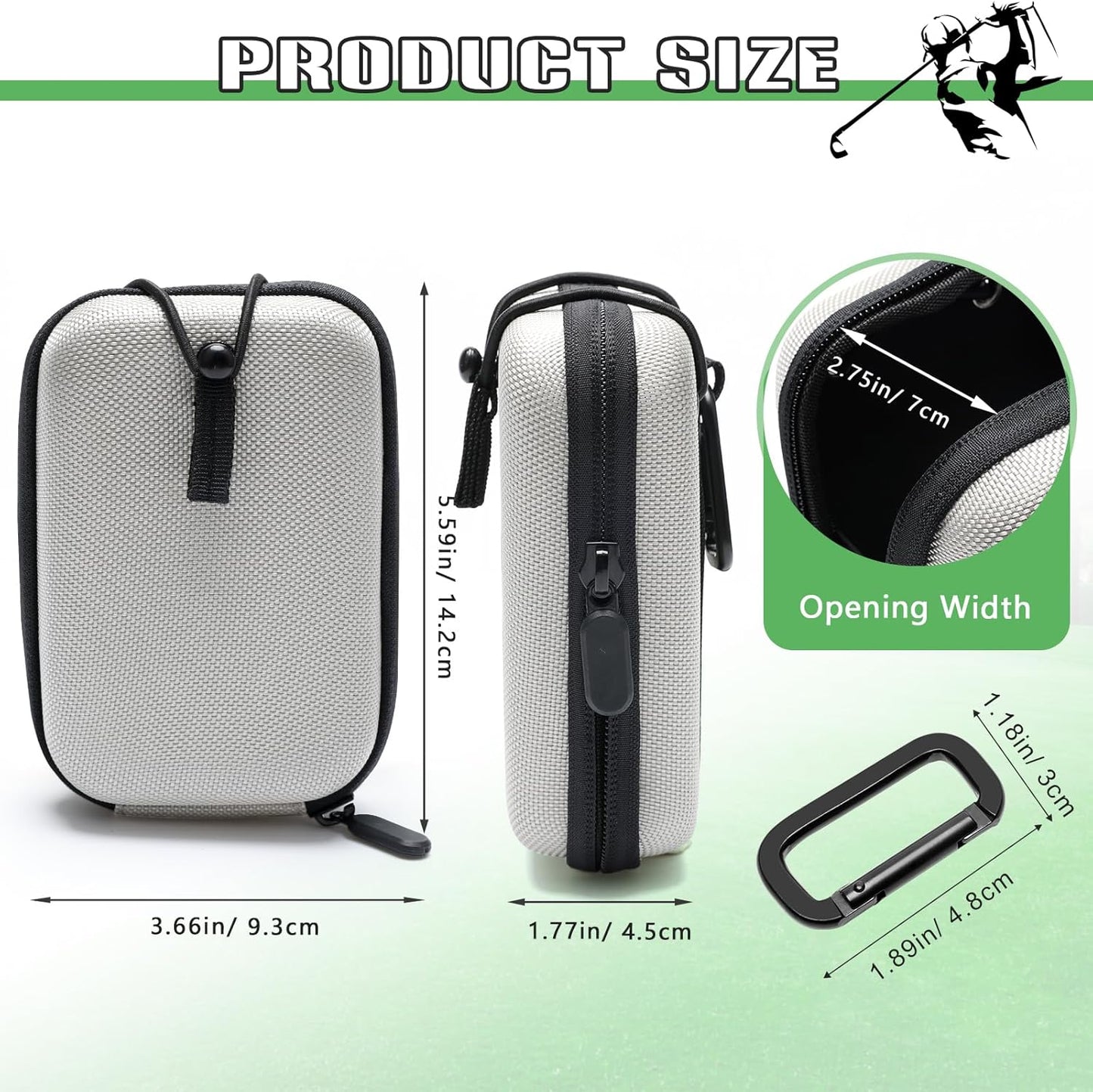 Golf Rangefinder Hard Shell Case, Hard Golf Rangefinder Case Universal Range Finder Carry Bag (Green+Black)