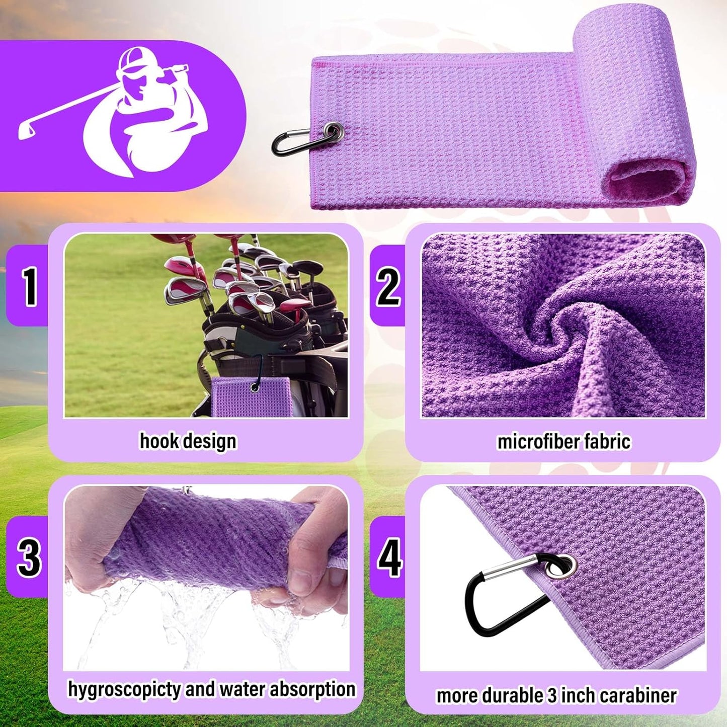 Liliful 12 Pcs Golf Accessories Kit, Include Golf Ball Bag with Hook Towel Tees Magnetic Ball Marker Divot Tool Cleaner Brush for Women Man Gifts