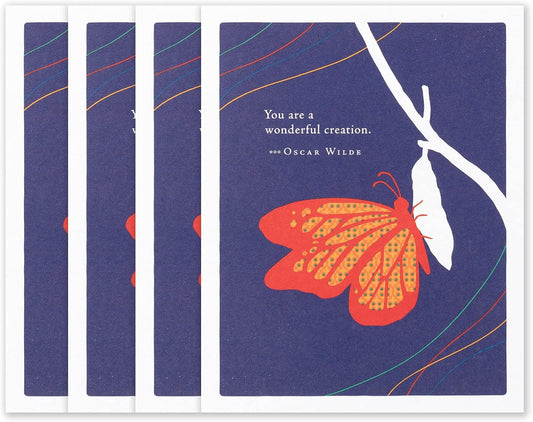 Compendium Positively Green 4-Pack of Encouragement Cards – You are a wonderful creation (Four Cards Total, One Design, with Envelopes)