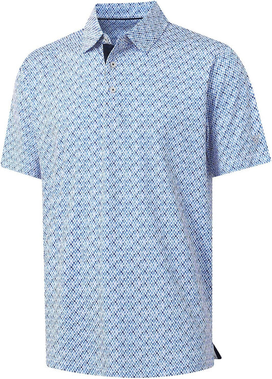 M MAELREG Mens Golf Shirt Short Sleeve Dry Fit Print Moisture Wicking Performance Patterns Collared Polo Shirt