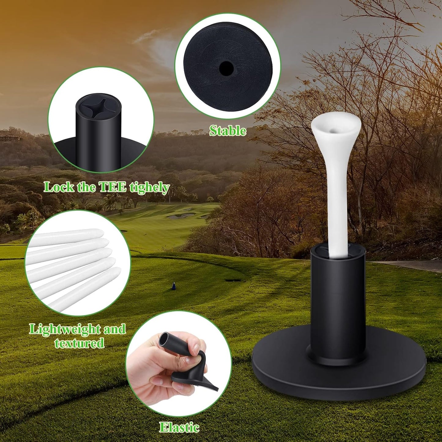 Sosation 23 Pieces Rubber Golf Tees Set Tees Holders for Driving Range Mats Value Rubber Ball Seat for Golf Hitting Mats and Indoor Outdoor Training Mixed Size 1.5 2.3 2.7 3.1 3.5 Inch