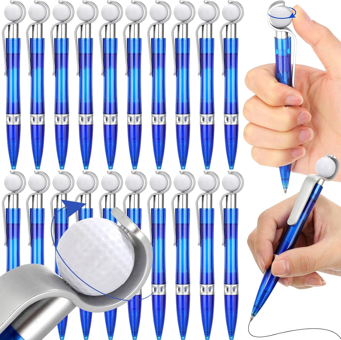 Zhanmai 24 Pcs Golf Ball Pen Sports Ballpoint Pens Golf Pens Golf Party Favors Cool Writing Pen for Stationery School(Blue)
