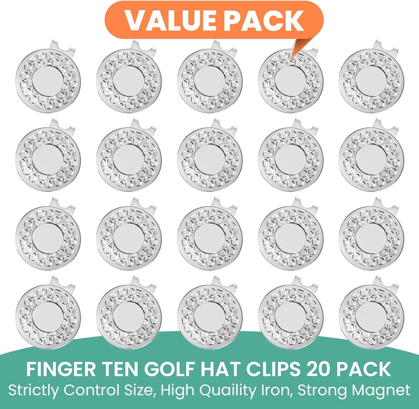 Amy Sport Strong Magnet Golf Ball Marker Hat Clip Value Pack 20/40, Compact & Durable Marker Holders Easily Attach to Golf Cap or Belt, Gold & Silver Accessories for Men Women Kids