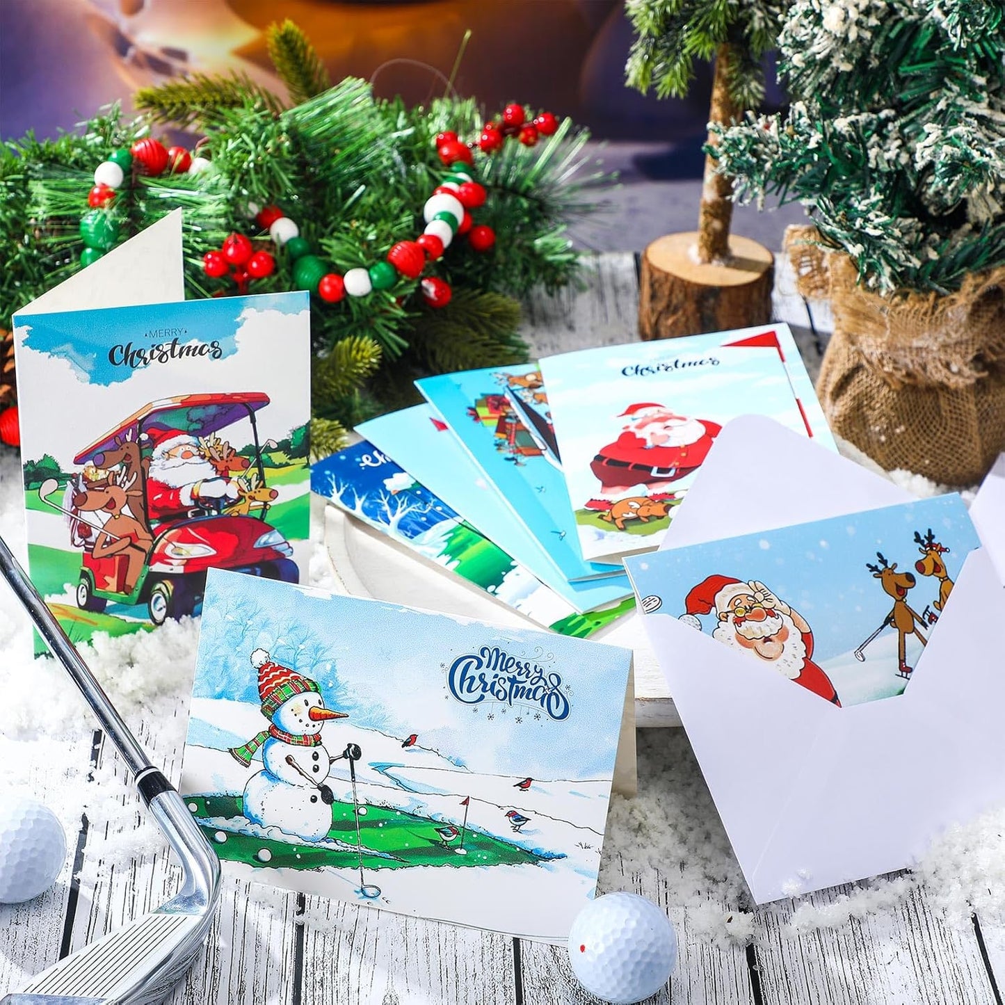 48 Pack Golf Christmas Cards with Envelopes Funny Holiday Golf Cards 7 x 5 Inches Golf Themed Christmas Cards for Friend Coworker Neighbor