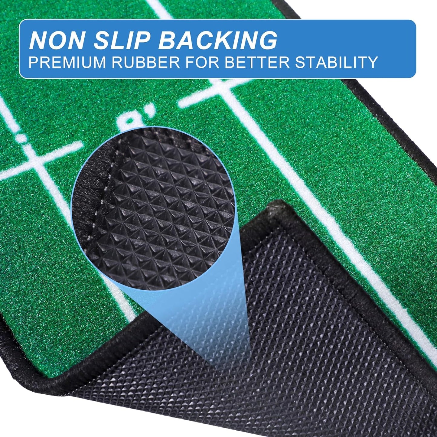 Golf Putting Mat Indoor & Outdoor Professional Practice Putting Green Mat with Distance Marker Anti Slip Backing Golf Accessories Portable Training Matt