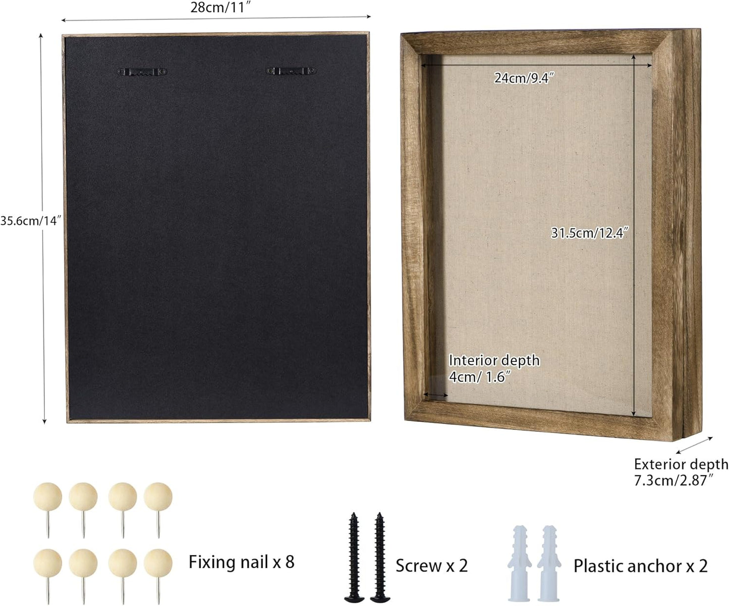 Love-KANKEI Shadow Box Display Case 11x14 Shadow Box Picture Frame with Linen Back Memorabilia Awards Medals Photos Wood Memory Box Gift Carbonized Black