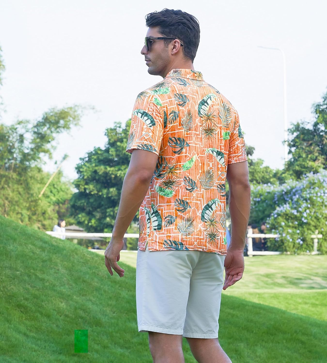 Alex Vando Mens Hawaiian Golf Shirt Moisture Wicking Digital Print Golf Shirts for Men