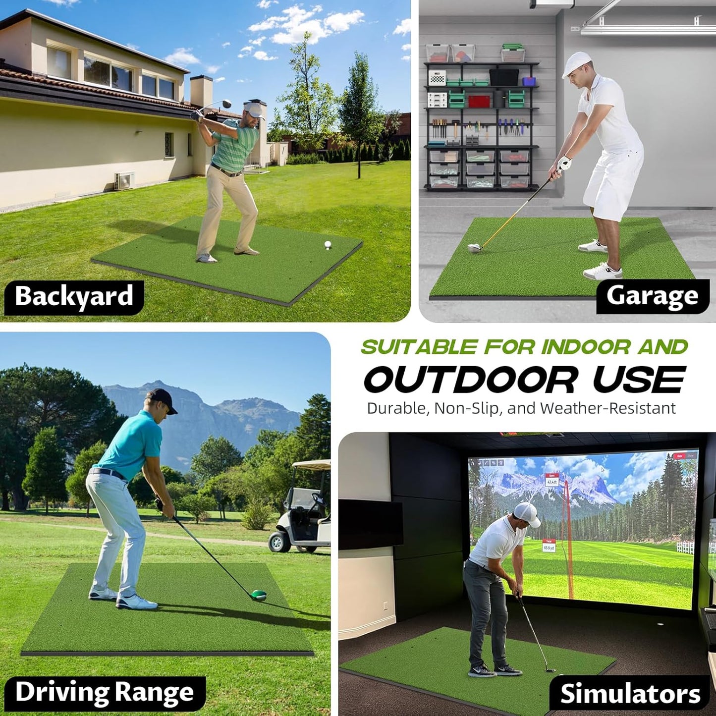 Bltend Golf Mat: 5x4ft & 5x5ft Heavy-Duty Golf Hitting Mats Practice Outdoor/Indoor, Elite Dense Artificial Turf Matt Training Aid for Backyard/Garage/Driving Range/Simulators