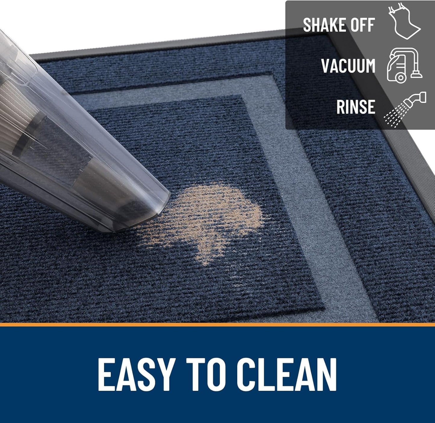 OLANLY Front Door Mat Indoor Outdoor Entrance, Waterproof All-Season, All-Weather Doormat, Sturdy Natural Rubber, Fade Resistant, Low Profile, Easy Clean Patio Porch Entryway Mat, 47x23, Blue