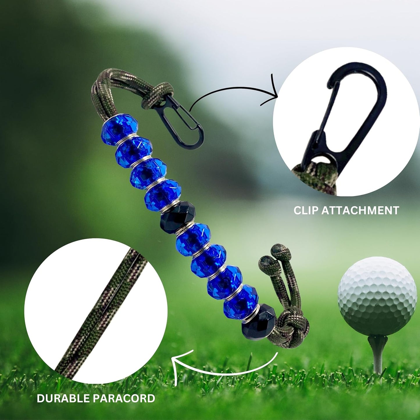 LAMIBEE Golf Beads Count Stroke Score Counter, Durable 550 lbs Paracord String with 10 Beads, Easy Scorekeeping, Hand-Braided with Clip