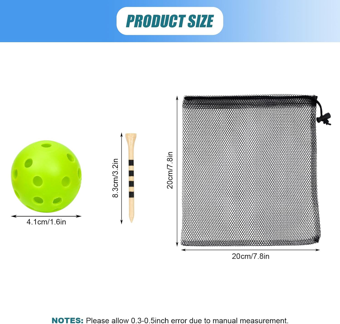 Plastic Golf Balls Practice Limited Flight Golf Training Ball Hollow Swing Practice Indoor Golf Balls with Mesh Drawstring Bag for Backyard Driving Range or Outdoor