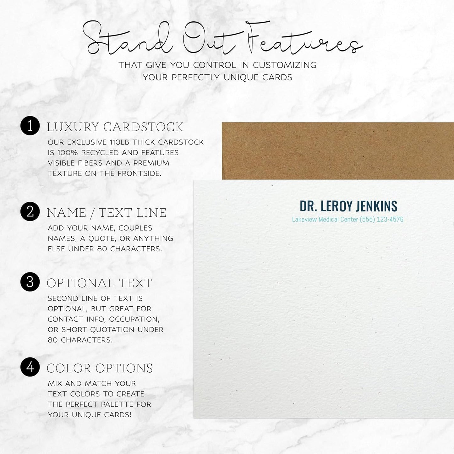 Personalized Note Cards – Custom Flat Stationery Set with Name – Personalized Thank You Cards – Elegant Personalized Stationery for Women (Leroy Jenkins)