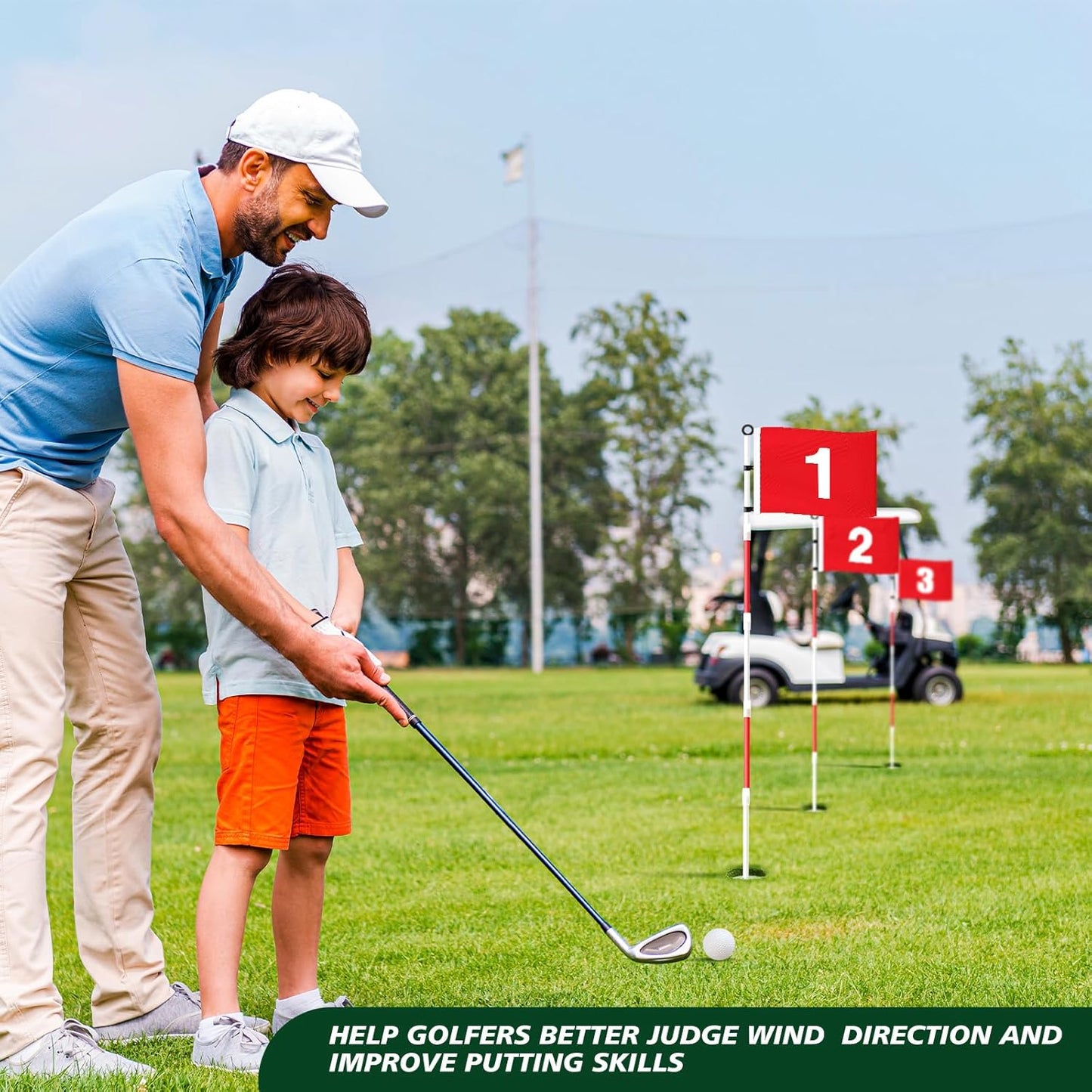 Golf Flagstick 6ft, Golf Pin Flag Hole Cup Set Putting Green Flags and Poles Numbered Golf Flags for Driving Range Backyard, Portable 5 Section Design for Golf Practice, Gift Idea