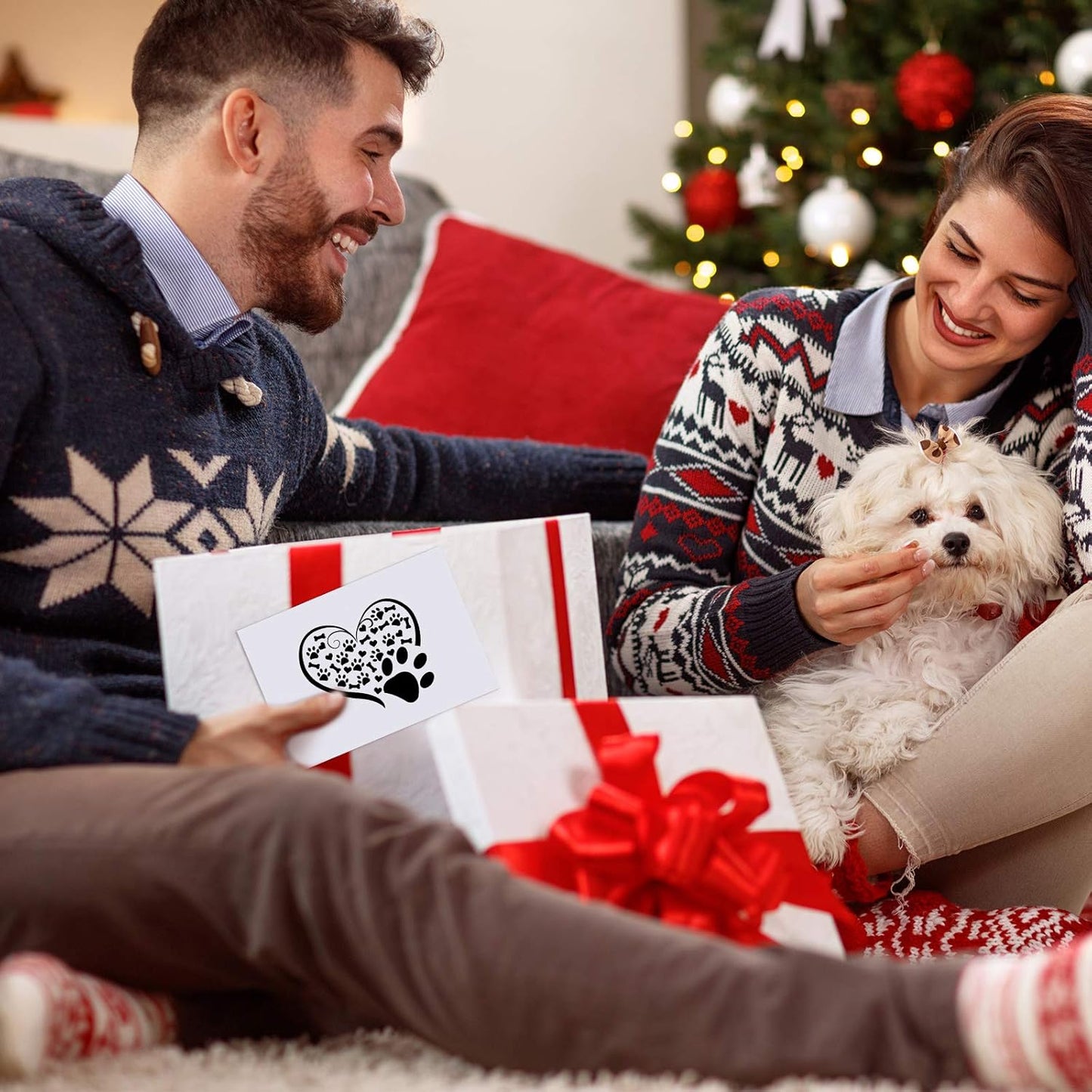 Zonon 48 Pcs Paw Printed Note Cards Set 24 Thank You Note Cards Heart Paw Print Blank Greeting with 24 White Envelopes Animal Lovers Pet Shop Birthday Party(Black and White)