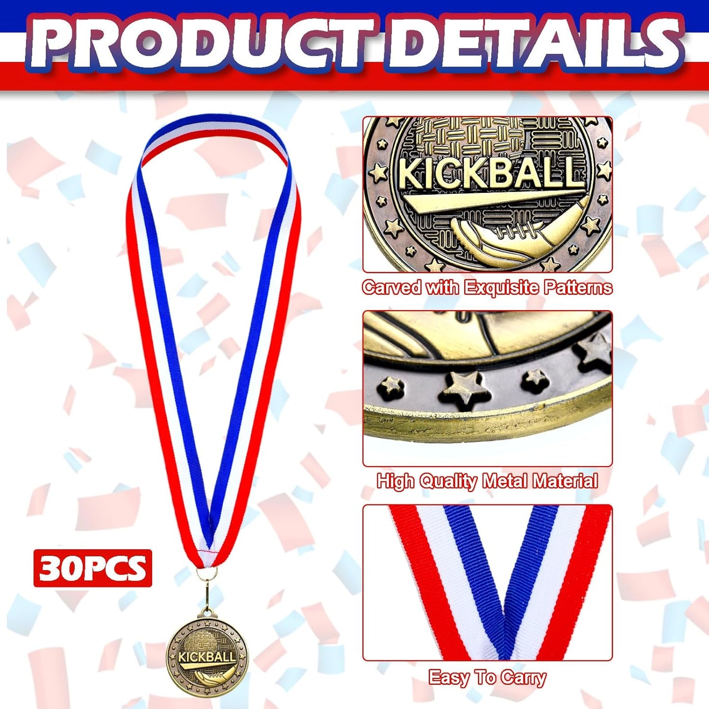 Remuuly 30 Pcs Gold Medals Bulk 2'' Basketball Soccer Baseball Volleyball Football Lacrosse Kickball Cheer Bowling Trophy Medals for Awards for Sports Participation Winner Gift