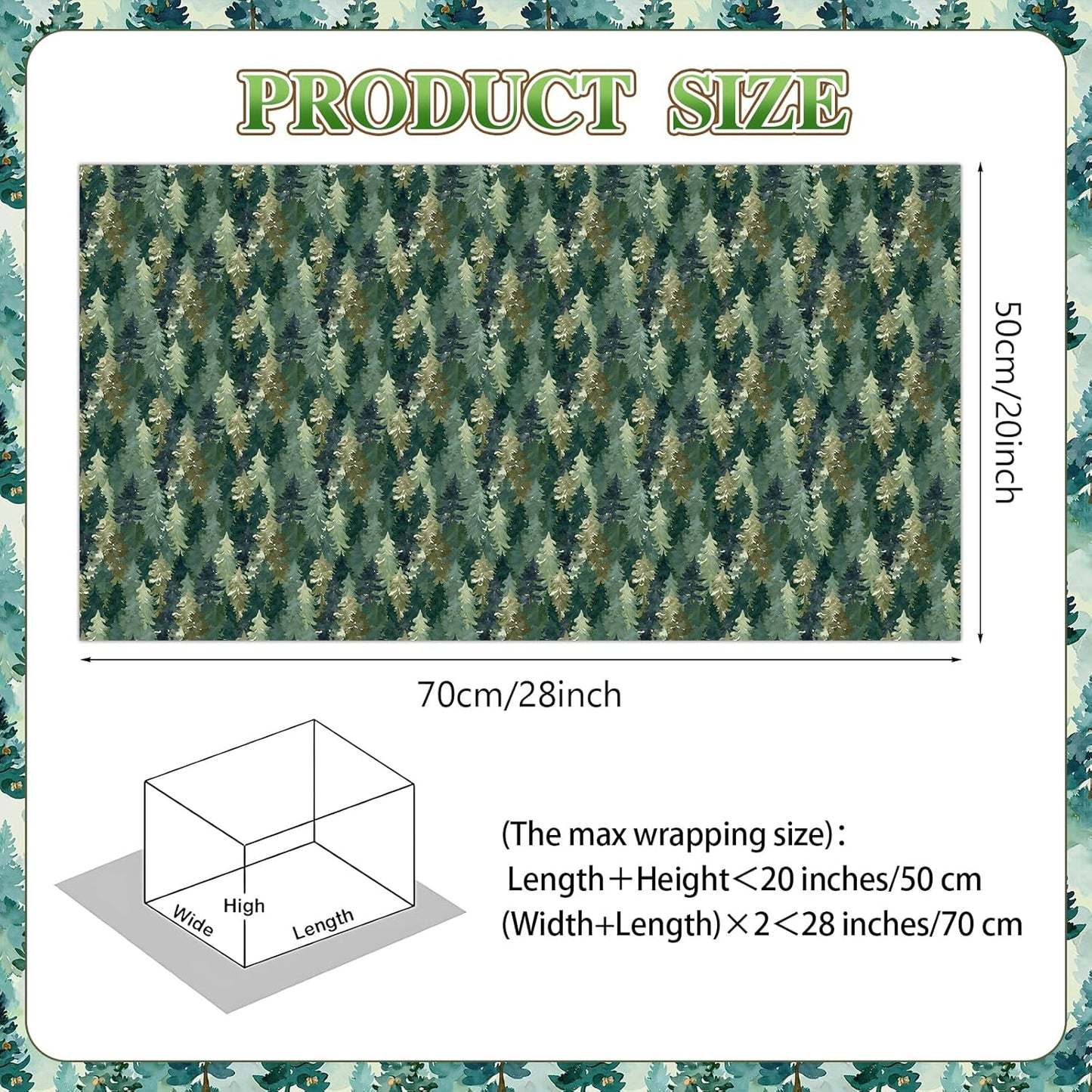 Pineraap Forest Wrapping Paper 12 Sheets Watercolor Mushroom & Woodland Theme Gift Wrap for Nature Lovers,Rustic Parties,DIY Craft,20"×28"