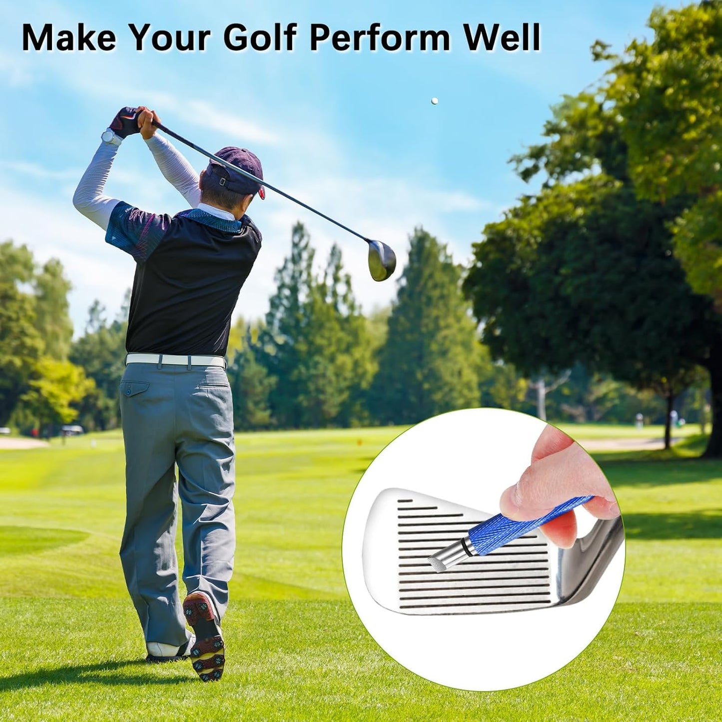 Golf Groove Sharpener - Golf Club Groove Cleaner Generate Optimal Spin Use for Wedges & Irons