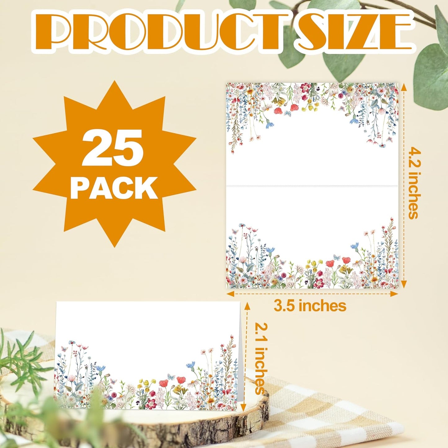 Wildflowers Place Cards, Floral Table Place Card For Table Setting, Name Card For Birthday Party Wedding Reception Bridal Shower, 25 Cards Included -18