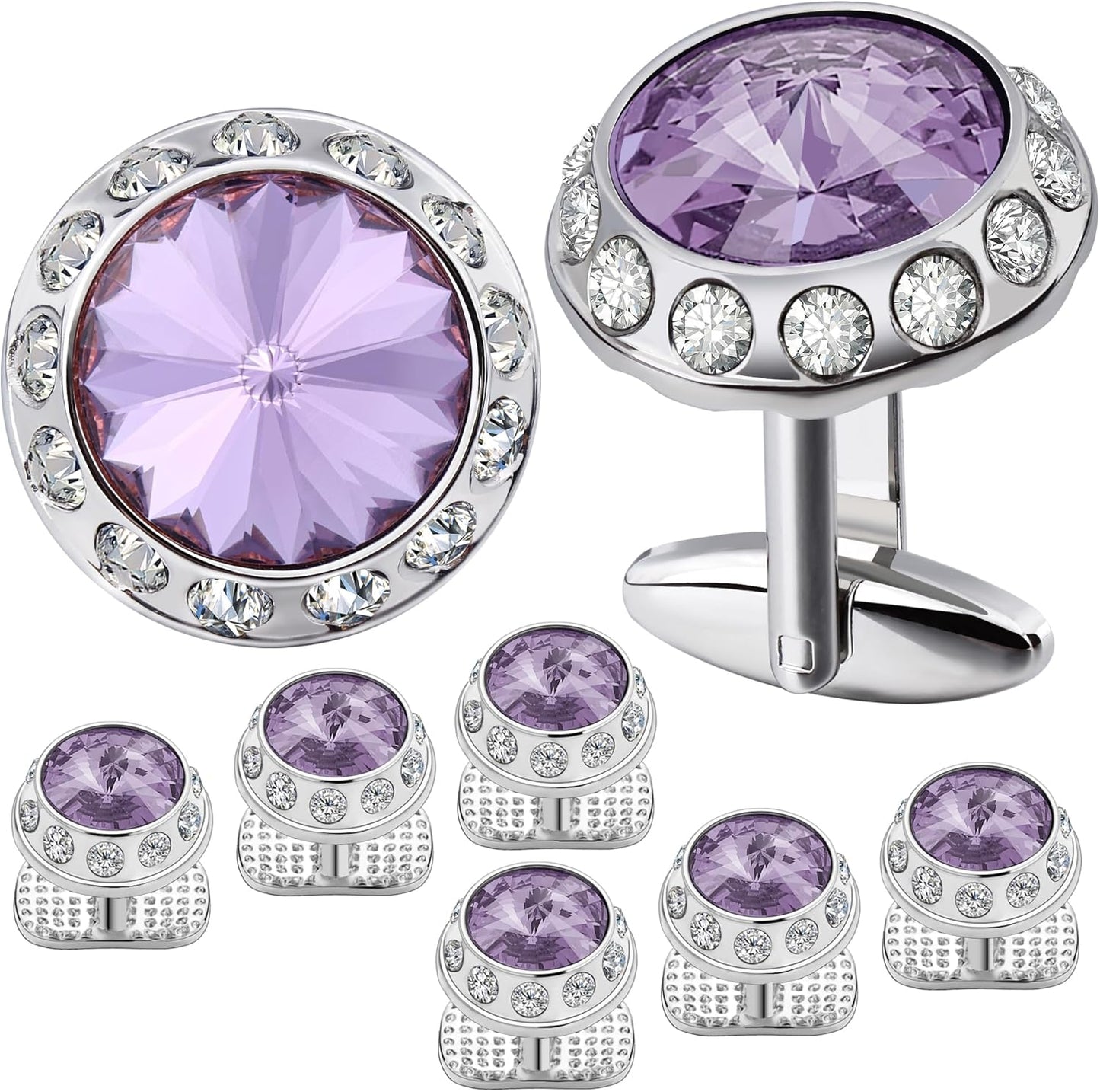 HAWSON Birthstone Tuxedo Studs and Cufflinks Set for Men's Suit Tuxedo Formal Dress Shirt Wedding Business Party Accessories