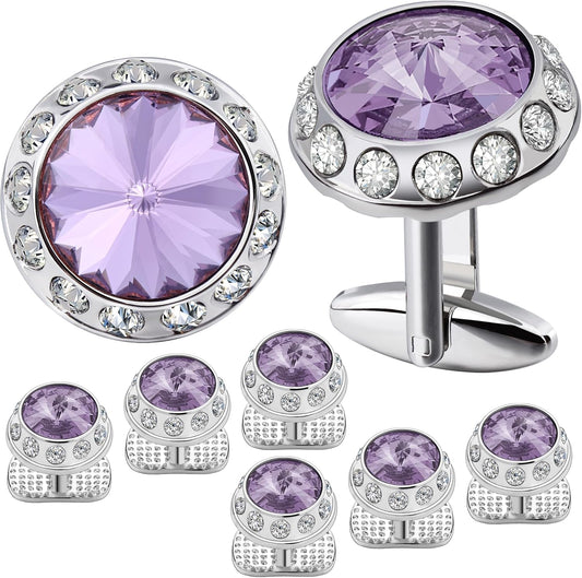 HAWSON Birthstone Tuxedo Studs and Cufflinks Set for Men's Suit Tuxedo Formal Dress Shirt Wedding Business Party Accessories